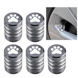 Ajxn 5 PCS Dog Paw Style Tubeless Valve Cover, 0.62" x 0.43" Screw-on Alloy Valve Cap, Suitable for Most Models (Gray)