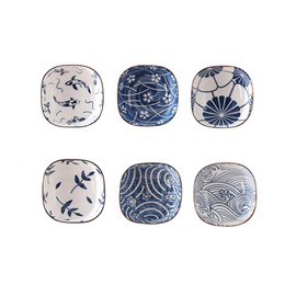 RUIDELY Ceramic Soy Sauce Dishes, Japanese Retro Porcelain Side Dish Ceramic Side Dishes Bowl for Condiment Sushi Sauce Dish Bowls, soy sauce bowl Set of 6