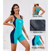 Halcurt Women's Boyleg One Piece Swimsuit Boyshort Racerback Athletic Bathing