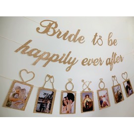 Concico Bridal Shower Decorations - Bride to be happily ever after Banner and Photo Banner for Bridal Shower/Wedding/Engagement Party Kit Supplies Decorations decor(Rose Gold)