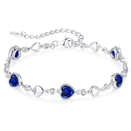 LOUISA SECRET Birthstone Bracelets for Women, 925 Sterling Silver or Brass Plated with Rose Gold Charm Link Bracelets Birthday Anniversary Christmas Gift for Women Wife Mom Girlfriend Lady