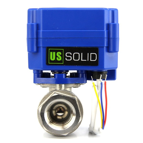 U.S. Solid 3/4" Motorized Ball Valve DN20 Stainless Steel Electrical Ball Valve, 9-24V AC/DC, 3 Wire Setup