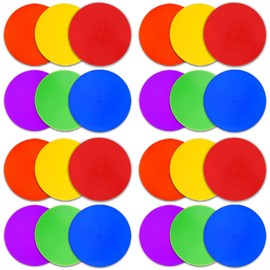 Vhxorrz Poly Spot Markers 9 inch 24 Pcs Non-Slip Rubber Agility Markers Flat Field Cones Floor Dots for Football, Soccer, Basketball Training Markers, School Activities, Exercise Drills 6 Colors