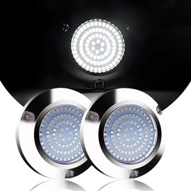 Pair of 90 Underwater led Light (180 led) in Stainless Steel for Marine, Boat, vr, Camper, Pontoon, Trailer and Much More (White Round)