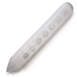 Large Engraved Natural Selenite Gemstone Stick for Reiki, Feng Shui, Crystal Healing and Meditation