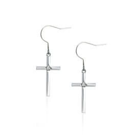 Titanium Earrings Cross Dangle Drop Earring Charms, Cubic Zirconia Dangling Earring Fashion Jewelry, Implant Grade Titanium Earrings Hooks Hypoallergenic for Women Men