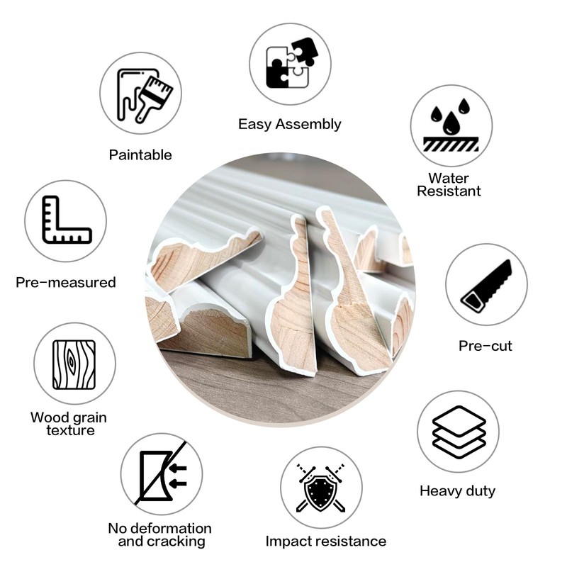 3 Set Solid Wood Wainscoting Panels Kit - Quick Installation