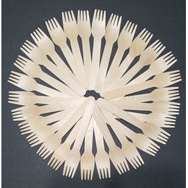 Leaf Dry 100 units Pack - ECO Disposable Wooden Forks - Biodegradable Compostable Cutlery