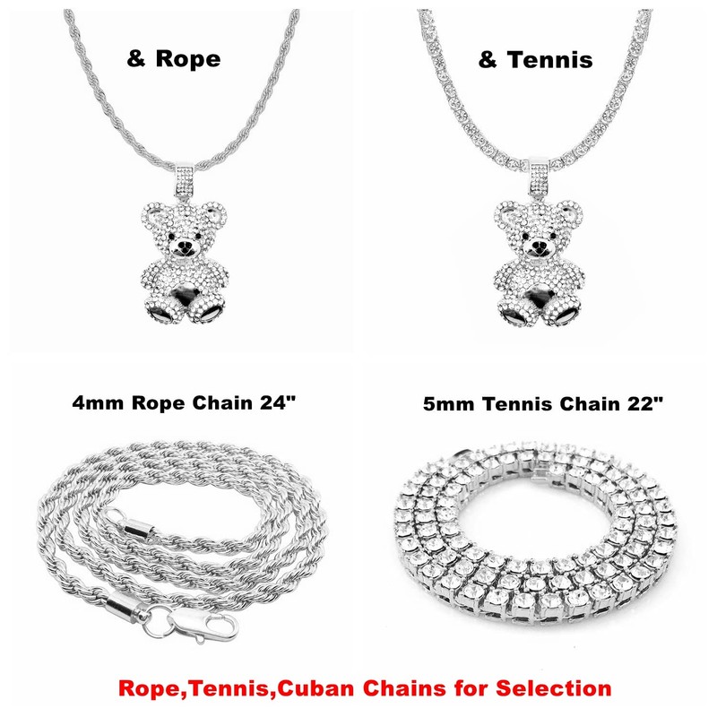 Mens Hip Hop Iced Out Chain Necklaces Silver Gold Monkey