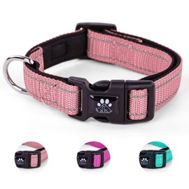 NESTROAD Dog Collar, Adjustable, Night Reflective, For Small, Medium, Large Dogs, Fits All Breeds, Stylish, Mesh, Breathable, Safe, Training, Mesh, Soft, Painless, Easy to Wear, Durable (Pink, XS)