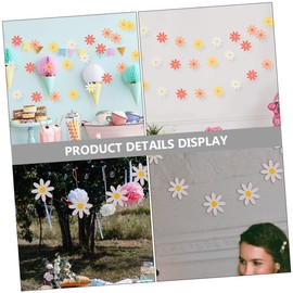 KOMBIUDA 4pcs Daisy Garland Decor Artificial Daisy Party Banner for Birthday Decorations Easy to Hang Floral Party Supplies for Indoor Outdoor Celebrations