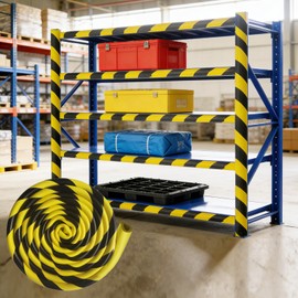 OYKSHDF Edge Protector, 196.9in/5m High Visibility Safety Foam Padding, U Channel Edge Corner Guard, Self Adhesive Bumper for Sharp Edge, Sheet Metal, Yellow Black