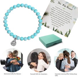 LQSCJS Gemstone Bead Bracelets with Ladybird, Colleagues Farewell Gifts, Natural Stone Beads Stretch Bracelets, Lucky Lapis Lazuli Bracelet for Women, Retirement Gifts for Colleagues, New Job Gifts,