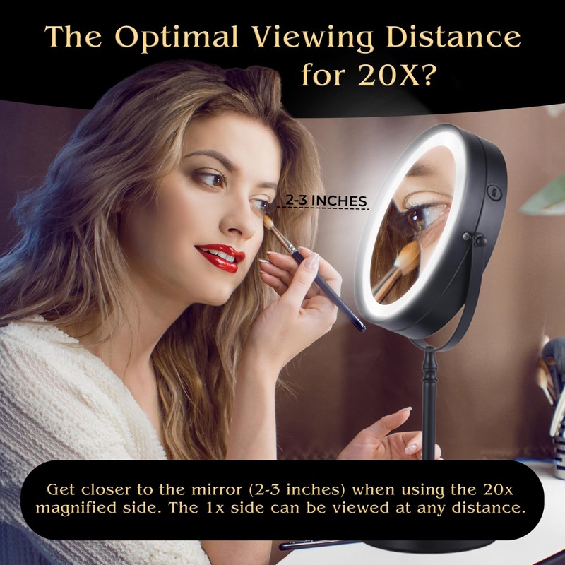 Ultra Zoom 20X Magnifying Lighted Makeup Mirror - 20X &