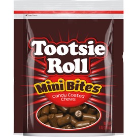 Tootsie Roll Mini Bites - Unwrapped Tootsie Rolls Covered in a Light Candy Shell - Snackable Tootsie Roll Midgees - 9 oz. Bag (Pack of 1)
