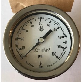 McDaniel Controls Inc. New McDaniel Controls 2-1/2"  Bronze Tube and Brass Socket  Gauge 0-100 PSI