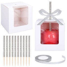 Whaline 20Pcs Candy Apple Boxes with Bling Stick Hole Set Caramel Apple Gift Boxes for Christmas Valentine's Day Birthday Wedding Baby Shower