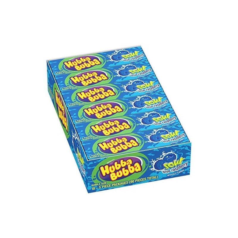 Hubba Bubba Sour Blue Raspberry Bubble Gum, 5 Piece (Pack