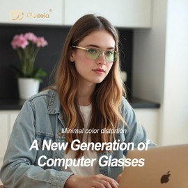 Goiteia Blue Light Filter Glasses for Men and Women - Light Green Tint Glasses for Lifelike Colours - Relieve Digital Eye Strain - Ultralight with Spring Hinges for Greater Comfort, Transparent2 Frame