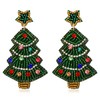 YAHPERN Christmas Tree Earrings for Women Holiday Earrings Beaded Xmas