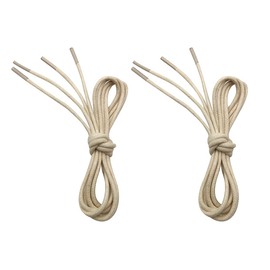 VSUDO Waxed Round 39" Ivory Dress Shoe Laces for Men, 1/8" Thin Formal Business Oxford Shoe Strings, Cream Dress Shoelaces for Men (2 Pairs-Beige-100CM)
