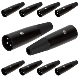 Cmple - [10 Pack] XLR Compact 3-Pin Male Jack Microphone Connector, MIC Speaker, Metal Audio Cable for Headset, Amplif