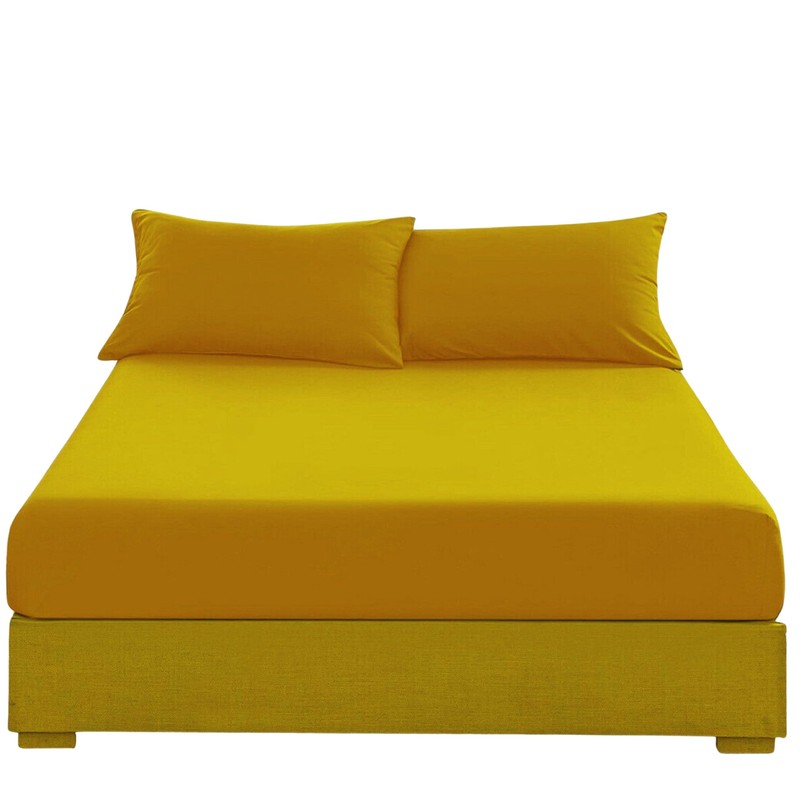 EV DEKOR Extra Deep Fitted Sheet King, Ochre - Deep