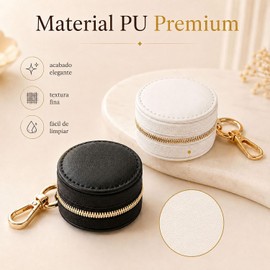 SOLAZO 2PCS Organizadores de Joyas de Viaje, Cajas Joyas Pequeñas Portátiles, Cuero PU, Formato Mini, Tamaño Compacto, para Bolsa, para Equipaje, Uso Diario, para Aretes, Anillos (Blanco)
