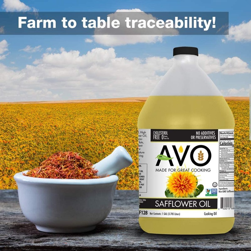 AVO Naturally Processed NON-GMO High Oleic Safflower Oil, 1 Gallon