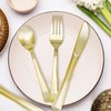 Slomg 200 Pack Gold Plastic Silverware, Disposable Heavy Duty Cutlery