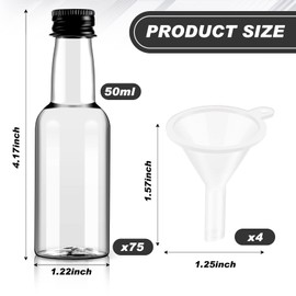 75 Pcs 1.7 Oz Mini Liquor Bottles Plastic Empty Spirit Bottle with Black Screw Cap Mini Wine Bottles Hot Sauce Bottles Shot Bottles with Caps
