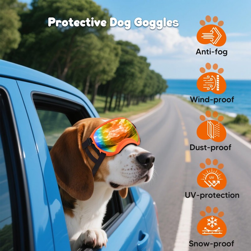 Dog Goggles,UV Protection Dog Sunglasses for Medium-Large Breed,Dogs Eye Protection