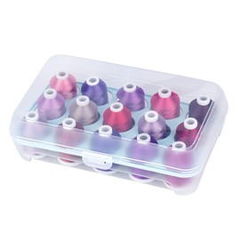 Simthread - Hilo para bordar a máquina con caja de almacenamiento, 1000 m (1100 Y), poliéster, 20 opciones, 15 carretes para máquina de coser de bordado (morado)