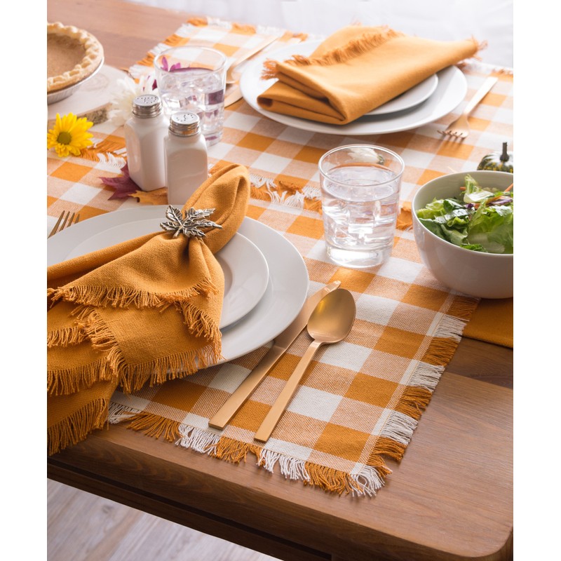 DII Camino de Mesa, Mantel Individual, Pumpkin Spice Checker, Placemat,