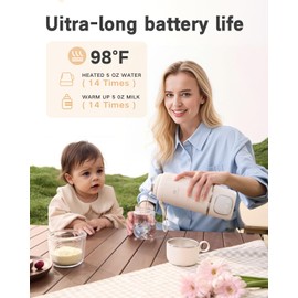 Crystcare Portable Bottle Warmer for Travel - Fast Heating Breast Milk & Formula Warmer with 16,000mAh Battery, 17oz Milk Warmer for Baby on The Go,Baby Bottle Warmer for Car, Airplane（Clouds）