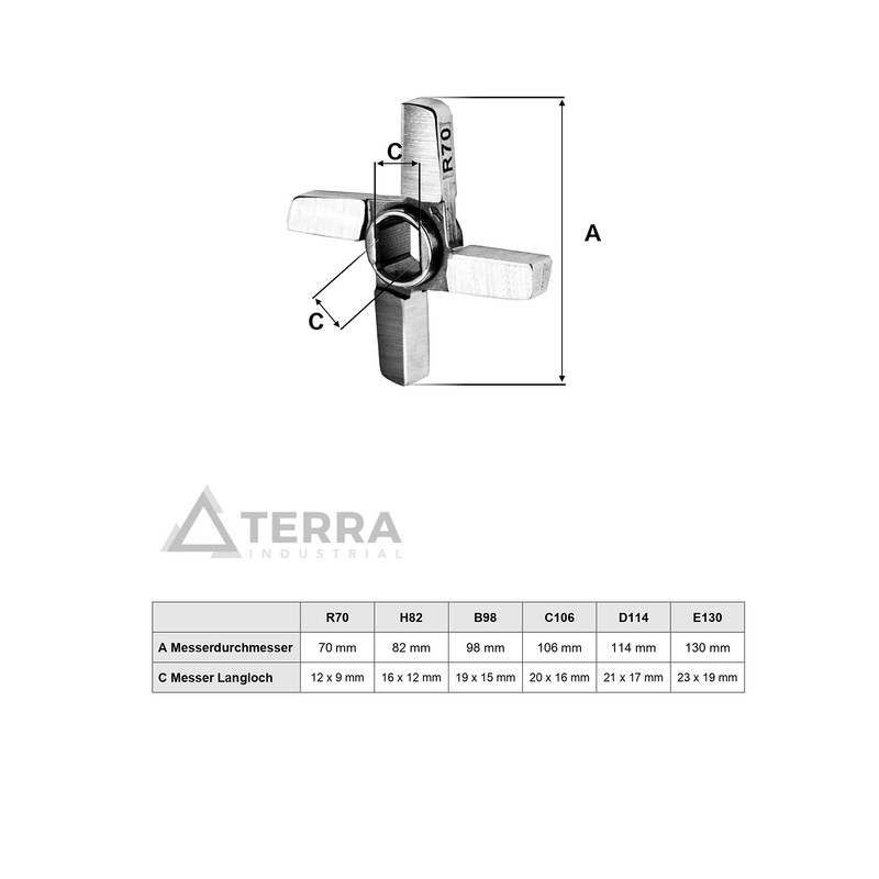 WolfCut R70 Cross Blade for Mincer Double-Edged 4-Blade Unger System