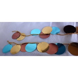 Aqua Sequin Garland 9ft Long Aqua Gold Brown Wedding, Baby Shower, Festival Items