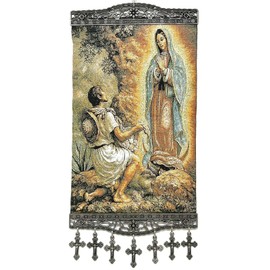 Generic Our Lady of Guadalupe w St Juan Diego- Religious Icon - Wall Hanging Tapestry Banner Large Art Décor - Christian Orthodox Catholic Cross - 16 x 8 inch - Christmas Ideal ICONL014