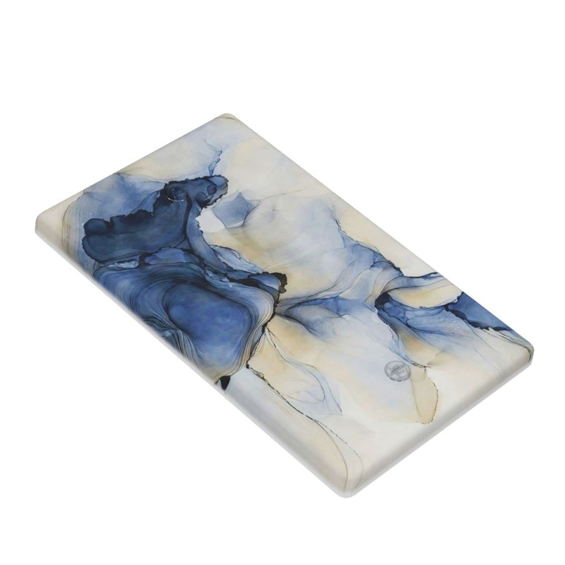 Navy Blue Marble 1 Gang Wall Plate Single Blank Light