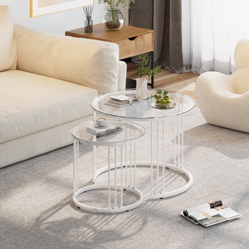Garden 4 you Nesting Coffee Table, 23.6" Round Coffee Table