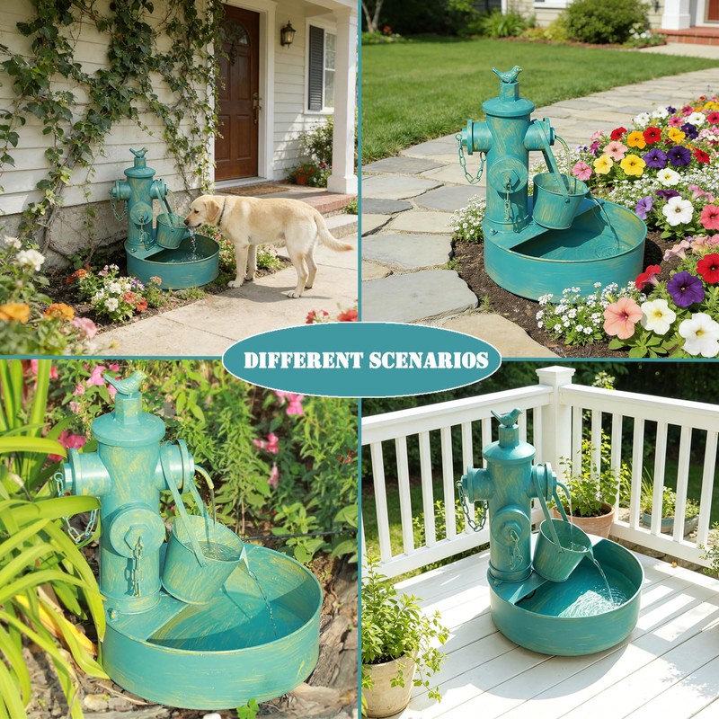 Metal Solar Bird Bath Fountain with Backup Battery, Solar Water