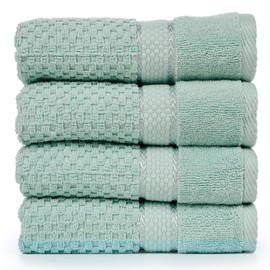 Ample Decor Bath Towels for Bathroom Set of 4 100% Cotton Popcorn Textured - Quick Dry, Highly Absorbent, Oeko-TEX Certified, Machine Washable - Mulaayam Collection - Mint Green- 30 X 54 Inch