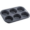 Premium 6 Cup Deep Muffin Pan - Non-Stick, Carbon Steel,