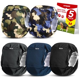 XPCARE Washable Male Dog Belly Band(5 Pack) - Reusable Male Dog Belly Wrap, Dog Diapers Male (Medium)