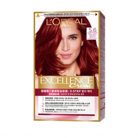 L'Oreal Paris L'Oréal Paris Excellence Cream Hair Dye, No. 5.6 Red Light Brown, 1 pc. No. 1 Cool Black × 1 pc. / 로레알파리 엑셀랑스 크림 염색제, 5.6호 레드라이트브라운, 1개 1호 쿨 블랙 × 1개