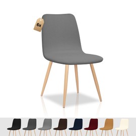 FIGOOO Chair Covers, Set of 6, Stretch Chair Covers, Scandinavian, Universal, Removable, Washable, Protective Covers for Kitchen Chairs, Hotel, Banquet (Grey, 6 Pieces)