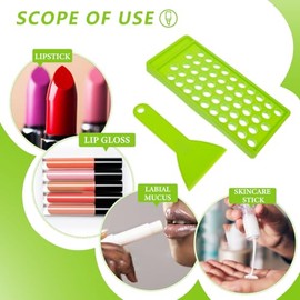 LALAFINA Kit Para Elaborar Bálsamos Labiales Con Bandeja De Relleno De 50 Agujeros Y Espátula Flexible Para Crear Bálsamo Labial Casero 9.84X4.33X0.66In