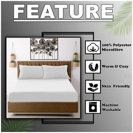 VELVETIO Easy Care Plain White Fitted Sheet, Soft Breathable 100% Polyester Fade Resistant Bedding Sheets, 25 CM Extra Deep Microfiber Fabric Bedsheet, King Size