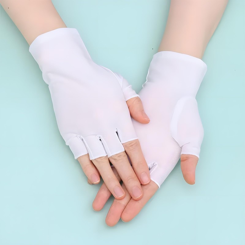 6 Pairs Moisturizing White Cotton Fingerless Gloves for Women