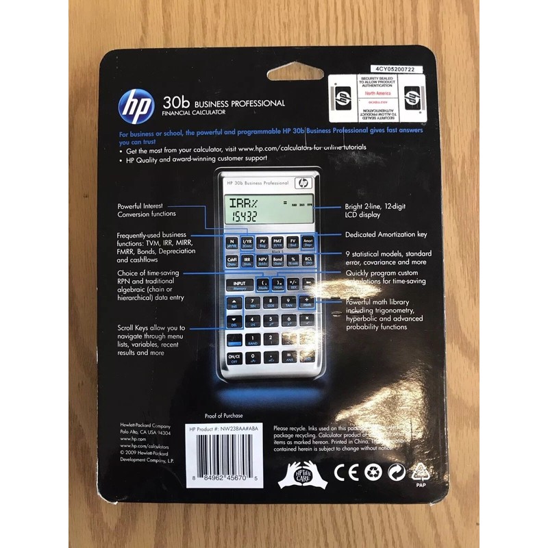 HP 30B Business Professional Financial Calculator